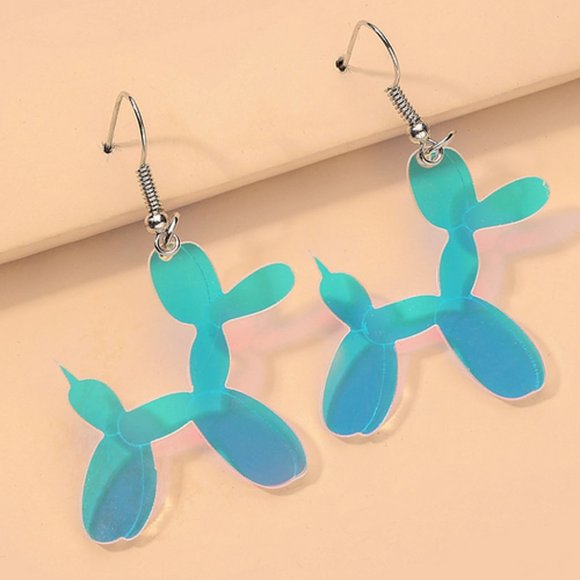 serving looks Jewelry - Artsy Blue Plastic Balloon Dog Earrings
